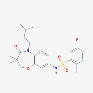 molecular formula C22H26F2N2O4S B2428791 2,5-difluoro-N-(5-isopentyl-3,3-dimethyl-4-oxo-2,3,4,5-tetrahydrobenzo[b][1,4]oxazepin-8-yl)benzenesulfonamide CAS No. 922126-03-2