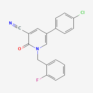 molecular formula C19H12ClFN2O B2428807 5-(4-氯苯基)-1-(2-氟苄基)-2-氧代-1,2-二氢-3-吡啶甲腈 CAS No. 338423-53-3