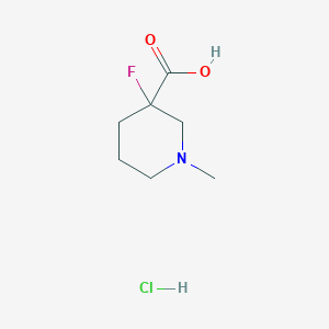 molecular formula C7H13ClFNO2 B2428815 3-氟代-1-甲基哌啶-3-羧酸;盐酸盐 CAS No. 2551117-83-8
