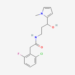 molecular formula C16H18ClFN2O2 B2428816 2-(2-chloro-6-fluorophenyl)-N-(3-hydroxy-3-(1-methyl-1H-pyrrol-2-yl)propyl)acetamide CAS No. 1795482-18-6