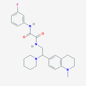 molecular formula C25H31FN4O2 B2428830 N1-(3-fluorophenyl)-N2-(2-(1-methyl-1,2,3,4-tetrahydroquinolin-6-yl)-2-(piperidin-1-yl)ethyl)oxalamide CAS No. 922040-46-8