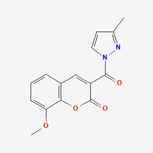 molecular formula C15H12N2O4 B2428833 8-甲氧基-3-[(3-甲基吡唑基)羰基]色满-2-酮 CAS No. 908230-61-5