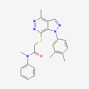 molecular formula C23H23N5OS B2428838 2-((1-(3,4-dimethylphenyl)-4-methyl-1H-pyrazolo[3,4-d]pyridazin-7-yl)thio)-N-methyl-N-phenylacetamide CAS No. 1105203-96-0