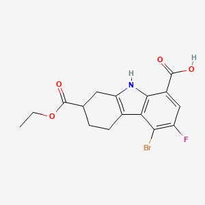 molecular formula C16H15BrFNO4 B2428846 4-bromo-7-ethoxycarbonyl-3-fluoro-6,7,8,9-tetrahydro-5H-carbazole-1-carboxylic acid CAS No. 1643156-19-7