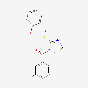 (2-((2-fluorobenzyl)thio)-4,5-dihydro-1H-imidazol-1-yl)(3-fluorophenyl)methanone