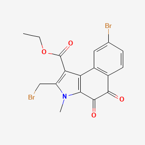 molecular formula C17H13Br2NO4 B2428854 Ethyl 8-bromo-2-(bromomethyl)-3-methyl-4,5-dioxobenzo[e]indole-1-carboxylate CAS No. 125365-59-5