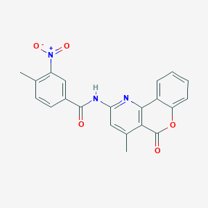 molecular formula C21H15N3O5 B2428861 4-甲基-N-(4-甲基-5-氧代-5H-苯并[4,3-b]吡啶-2-基)-3-硝基苯甲酰胺 CAS No. 851411-55-7