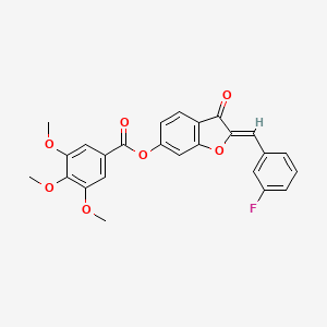 molecular formula C25H19FO7 B2428862 (Z)-2-(3-fluorobenzylidene)-3-oxo-2,3-dihydrobenzofuran-6-yl 3,4,5-trimethoxybenzoate CAS No. 622797-86-8