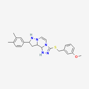molecular formula C23H21N5OS B2428866 11-(3,4-二甲苯基)-5-{[(3-甲氧基苯基)甲基]硫代}-3,4,6,9,10-五氮杂三环[7.3.0.0^{2,6}]十二-1(12),2,4,7,10-五烯 CAS No. 1326943-07-0