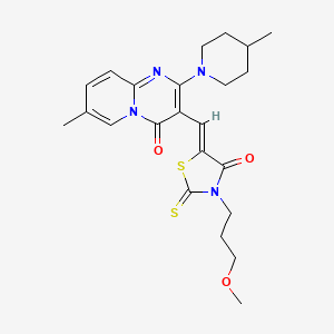 molecular formula C23H28N4O3S2 B2428874 (Z)-3-(3-甲氧基丙基)-5-((7-甲基-2-(4-甲基哌啶-1-基)-4-氧代-4H-吡啶并[1,2-a]嘧啶-3-基)亚甲基)-2-硫代噻唑烷-4-酮 CAS No. 381695-58-5