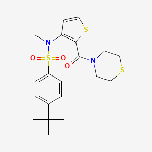 molecular formula C20H26N2O3S3 B2428878 4-(叔丁基)-N-甲基-N-(2-(硫代吗啉-4-羰基)噻吩-3-基)苯磺酰胺 CAS No. 1251615-39-0