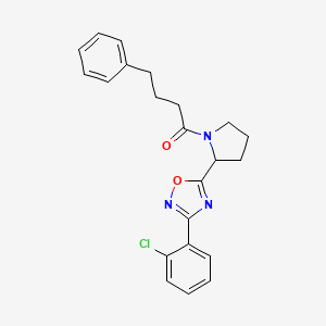 molecular formula C22H22ClN3O2 B2428881 3-(2-氯苯基)-5-[1-(4-苯基丁酰)吡咯烷-2-基]-1,2,4-恶二唑 CAS No. 1795396-00-7
