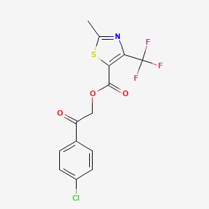 molecular formula C14H9ClF3NO3S B2428884 2-(4-氯苯基)-2-氧代乙基 2-甲基-4-(三氟甲基)-1,3-噻唑-5-羧酸酯 CAS No. 339026-40-3