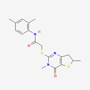 molecular formula C18H21N3O2S2 B2428897 2-((3,6-ジメチル-4-オキソ-3,4,6,7-テトラヒドロチエノ[3,2-d]ピリミジン-2-イル)チオ)-N-(2,4-ジメチルフェニル)アセトアミド CAS No. 688353-36-8