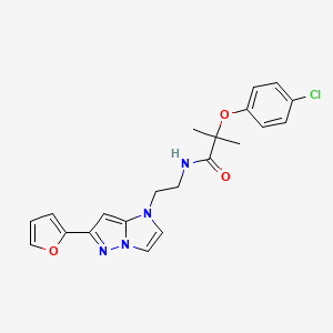 2-(4-chlorophenoxy)-N-(2-(6-(furan-2-yl)-1H-imidazo[1,2-b]pyrazol-1-yl)ethyl)-2-methylpropanamide