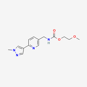 molecular formula C14H18N4O3 B2428916 2-甲氧基乙基((6-(1-甲基-1H-吡唑-4-基)吡啶-3-基)甲基)氨基甲酸酯 CAS No. 2034313-08-9