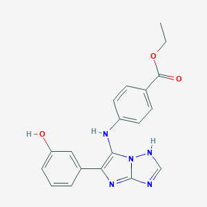 molecular formula C19H17N5O3 B242892 ethyl 4-{[5-(3-hydroxyphenyl)-1H-imidazo[1,2-b][1,2,4]triazol-6-yl]amino}benzoate 