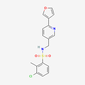 molecular formula C17H15ClN2O3S B2428920 3-chloro-N-((6-(furan-3-yl)pyridin-3-yl)methyl)-2-methylbenzenesulfonamide CAS No. 2034561-78-7