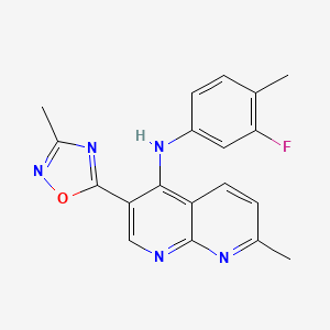 molecular formula C19H16FN5O B2428929 N-(3-氟-4-甲基苯基)-7-甲基-3-(3-甲基-1,2,4-噁二唑-5-基)-1,8-萘啶-4-胺 CAS No. 1251680-62-2