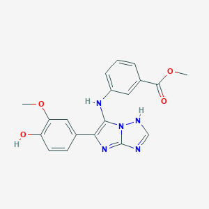 molecular formula C19H17N5O4 B242893 methyl 3-{[5-(4-hydroxy-3-methoxyphenyl)-3H-imidazo[1,2-b][1,2,4]triazol-6-yl]amino}benzoate 