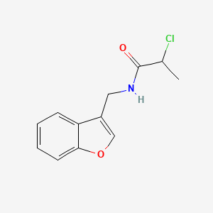 molecular formula C12H12ClNO2 B2428938 N-(1-Benzofuran-3-ylmethyl)-2-chloropropanamide CAS No. 2411289-49-9