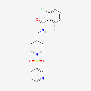 molecular formula C18H19ClFN3O3S B2428943 2-chloro-6-fluoro-N-((1-(pyridin-3-ylsulfonyl)piperidin-4-yl)methyl)benzamide CAS No. 1428364-66-2