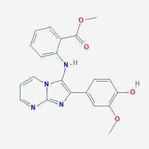 molecular formula C21H18N4O4 B242895 Methyl 2-{[2-(4-hydroxy-3-methoxyphenyl)imidazo[1,2-a]pyrimidin-3-yl]amino}benzoate 