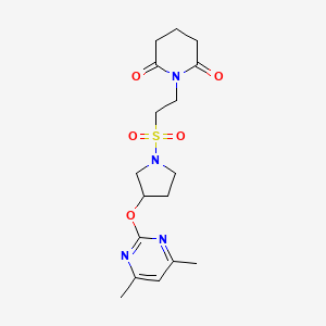 molecular formula C17H24N4O5S B2428957 1-(2-((3-((4,6-二甲基嘧啶-2-基)氧代)吡咯烷-1-基)磺酰基)乙基)哌啶-2,6-二酮 CAS No. 2034295-56-0