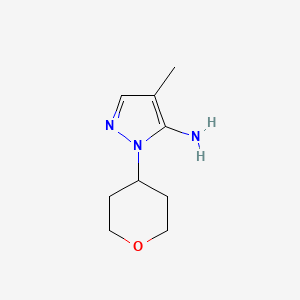 molecular formula C9H15N3O B2428975 4-Methyl-1-(oxan-4-yl)-1H-pyrazol-5-amine CAS No. 1157012-73-1
