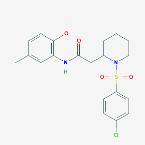molecular formula C21H25ClN2O4S B2428977 2-(1-((4-chlorophenyl)sulfonyl)piperidin-2-yl)-N-(2-methoxy-5-methylphenyl)acetamide CAS No. 941990-55-2
