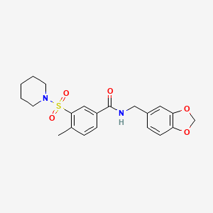 molecular formula C21H24N2O5S B2428998 N-(1,3-benzodioxol-5-ylmethyl)-4-methyl-3-(1-piperidinylsulfonyl)benzamide CAS No. 690246-61-8