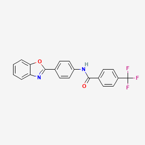 molecular formula C21H13F3N2O2 B2428999 N-[4-(1,3-benzoxazol-2-yl)phenyl]-4-(trifluoromethyl)benzamide CAS No. 478081-09-3
