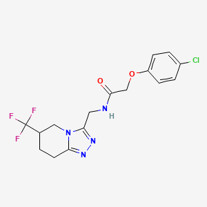 molecular formula C16H16ClF3N4O2 B2429003 2-(4-chlorophenoxy)-N-((6-(trifluoromethyl)-5,6,7,8-tetrahydro-[1,2,4]triazolo[4,3-a]pyridin-3-yl)methyl)acetamide CAS No. 2034537-82-9