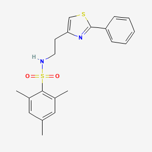 molecular formula C20H22N2O2S2 B2429010 2,4,6-trimethyl-N-(2-(2-phenylthiazol-4-yl)ethyl)benzenesulfonamide CAS No. 863511-72-2