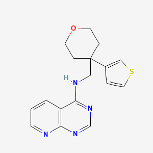 molecular formula C17H18N4OS B2429035 N-[(4-Thiophen-3-yloxan-4-yl)methyl]pyrido[2,3-d]pyrimidin-4-amine CAS No. 2379996-23-1