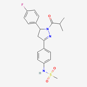 molecular formula C20H22FN3O3S B2429044 N-{4-[5-(4-氟苯基)-1-(2-甲基丙酰)-4,5-二氢-1H-吡唑-3-基]苯基}甲磺酰胺 CAS No. 851717-58-3