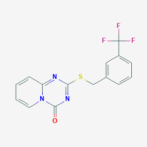 molecular formula C15H10F3N3OS B2429050 2-((3-(三氟甲基)苄基)硫代)-4H-吡啶并[1,2-a](1,3,5)三嗪-4-酮 CAS No. 303145-15-5