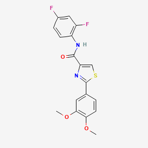 molecular formula C18H14F2N2O3S B2429056 N-(2,4-difluorophenyl)-2-(3,4-dimethoxyphenyl)-1,3-thiazole-4-carboxamide CAS No. 400080-55-9