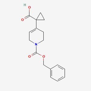 molecular formula C17H19NO4 B2429057 1-(1-Phenylmethoxycarbonyl-3,6-dihydro-2H-pyridin-4-yl)cyclopropane-1-carboxylic acid CAS No. 2248341-49-1