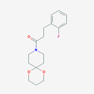 molecular formula C17H22FNO3 B2429070 3-(2-Fluorophenyl)-1-(1,5-dioxa-9-azaspiro[5.5]undecan-9-yl)propan-1-one CAS No. 1797802-00-6