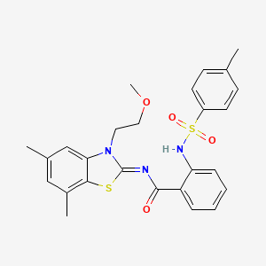 molecular formula C26H27N3O4S2 B2429073 (Z)-N-(3-(2-methoxyethyl)-5,7-dimethylbenzo[d]thiazol-2(3H)-ylidene)-2-(4-methylphenylsulfonamido)benzamide CAS No. 1005729-26-9