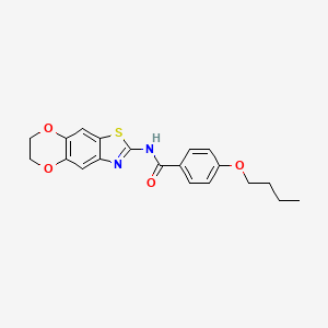 molecular formula C20H20N2O4S B2429078 4-butoxy-N-(6,7-dihydro-[1,4]dioxino[2,3-f][1,3]benzothiazol-2-yl)benzamide CAS No. 892855-65-1