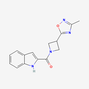 molecular formula C15H14N4O2 B2429098 (1H-indol-2-yl)(3-(3-methyl-1,2,4-oxadiazol-5-yl)azetidin-1-yl)methanone CAS No. 1286703-05-6