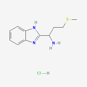 molecular formula C11H16ClN3S B2429107 [1-(1H-Benzimidazol-2-il)-3-(metiltio)propil]amina clorhidrato CAS No. 1170836-17-5