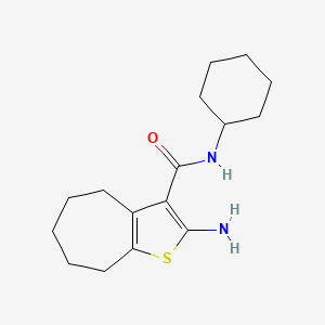 molecular formula C16H24N2OS B2429137 2-amino-N-cyclohexyl-5,6,7,8-tetrahydro-4H-cyclohepta[b]thiophene-3-carboxamide CAS No. 438236-24-9