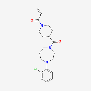 molecular formula C20H26ClN3O2 B2429141 1-[4-[4-(2-Chlorophenyl)-1,4-diazepane-1-carbonyl]piperidin-1-yl]prop-2-en-1-one CAS No. 2361882-79-1