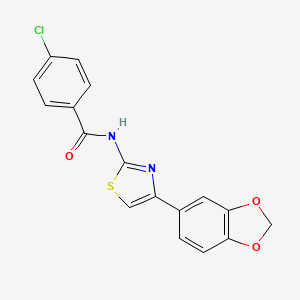 molecular formula C17H11ClN2O3S B2429148 N-(4-(苯并[d][1,3]二氧杂环-5-基)噻唑-2-基)-4-氯苯甲酰胺 CAS No. 406926-63-4