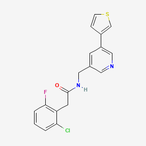 molecular formula C18H14ClFN2OS B2429162 2-(2-氯-6-氟苯基)-N-((5-(噻吩-3-基)吡啶-3-基)甲基)乙酰胺 CAS No. 1798674-21-1