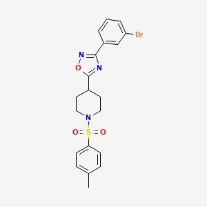 molecular formula C20H20BrN3O3S B2429170 3-(3-Bromophenyl)-5-(1-tosylpiperidin-4-yl)-1,2,4-oxadiazole CAS No. 946300-14-7