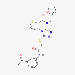 molecular formula C22H17N5O4S2 B2429176 N-(3-乙酰基苯基)-2-((4-(呋喃-2-基甲基)-5-氧代-4,5-二氢噻吩并[2,3-e][1,2,4]三唑并[4,3-a]嘧啶-1-基)硫代)乙酰胺 CAS No. 1223843-87-5